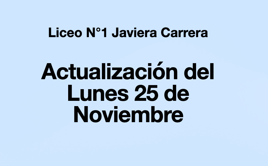 Actualización del Lunes 25 de nov.